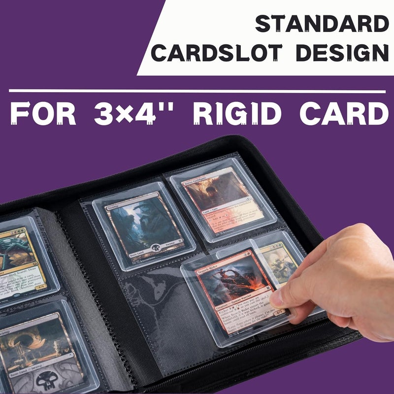 KUOOKING Toploader Binder, Holds 128+ Toploaders, 4 Pocket Top Loader Card Storage Case, Double-Sided Pockets for trading card in 3 x 4'' Toploaders (Pueple) - Image 5